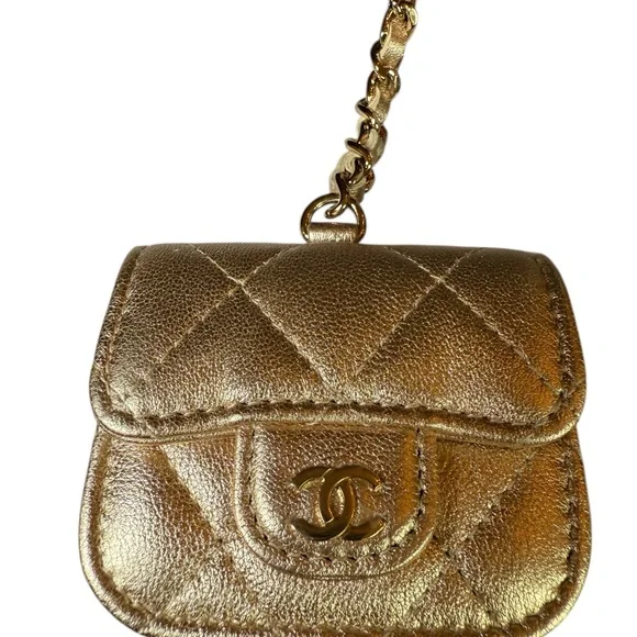 Chanel Metallic Gold Quilted Mini Bag Duo - Picture 3 of 10